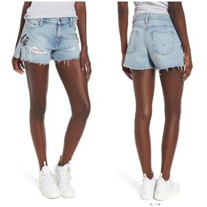 Hudson Sade Cut Off Shorts Embroidered Butterfly